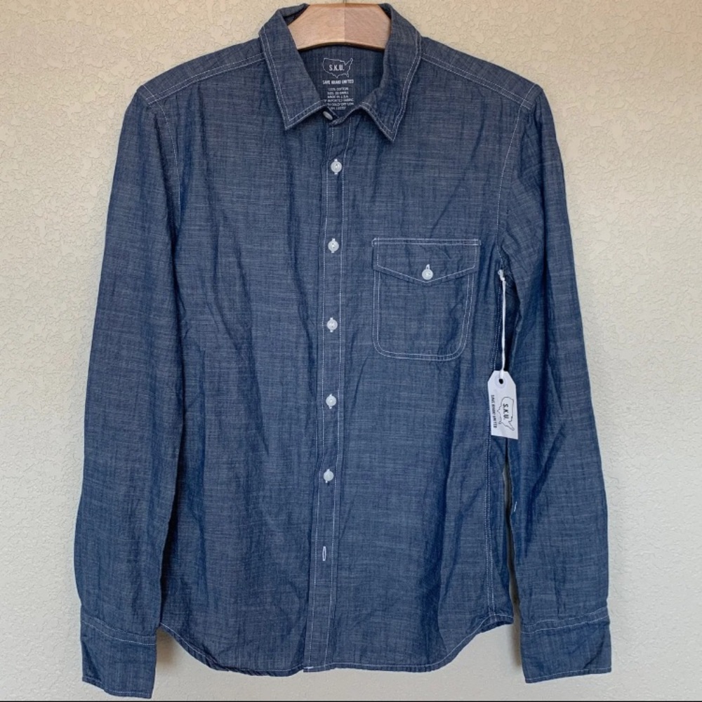 Save Khaki United Denim Button Down